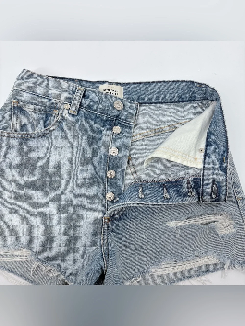 Citizens of Humanity Kaia High-Rise Distressed Denim Shorts